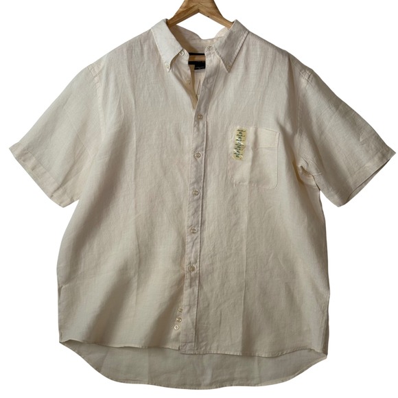 Eddie Bauer Other - Eddie Bauer Men's XL 100% Linen Short Sleeve Button Down Shirt Cream Off White